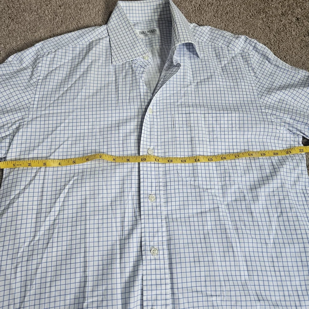 Balmain White and Blue Grid Pattern Shirt - Picture 3 of 6